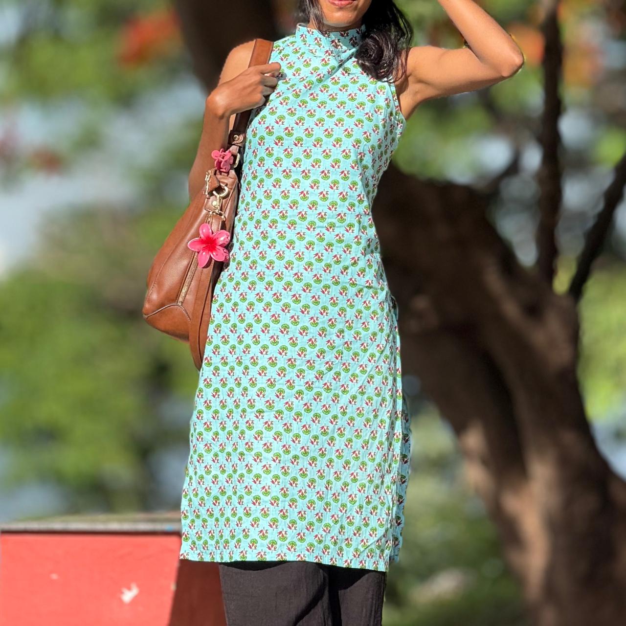 Nilani Cinch Sleeveless Long Kurti